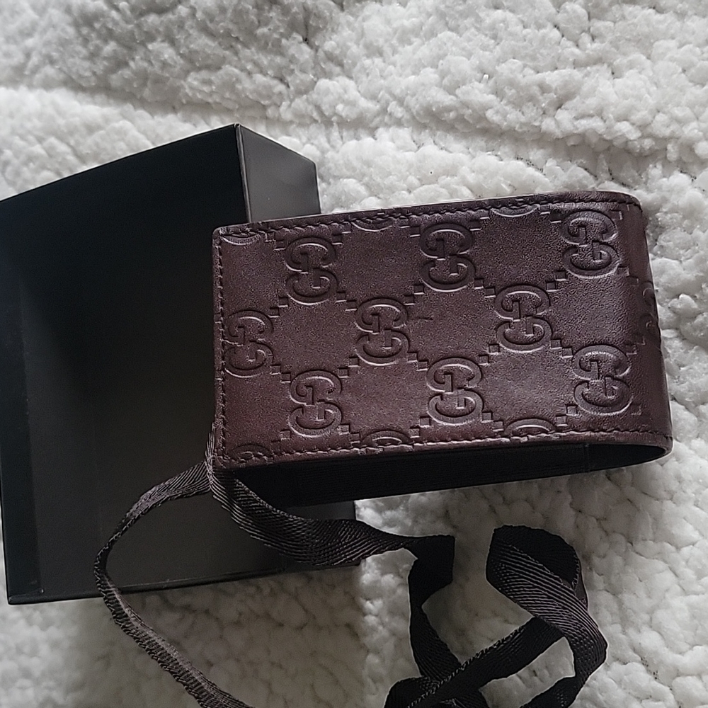 Gucci Monogram Leather Lanyard Accessory Pouch
